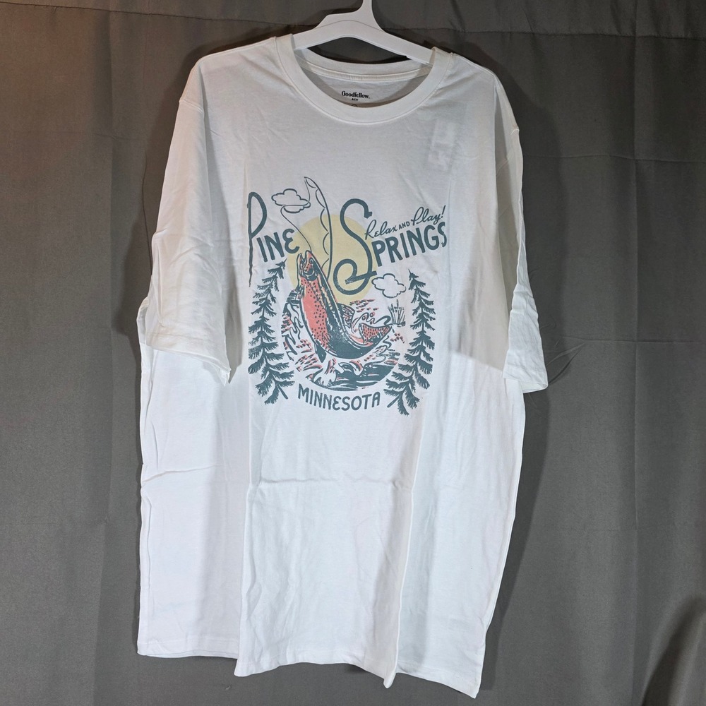 Goodfellow & Co Mens Pine Springs Minnesota Fishing Graphic T-Shirt XXL Tall New